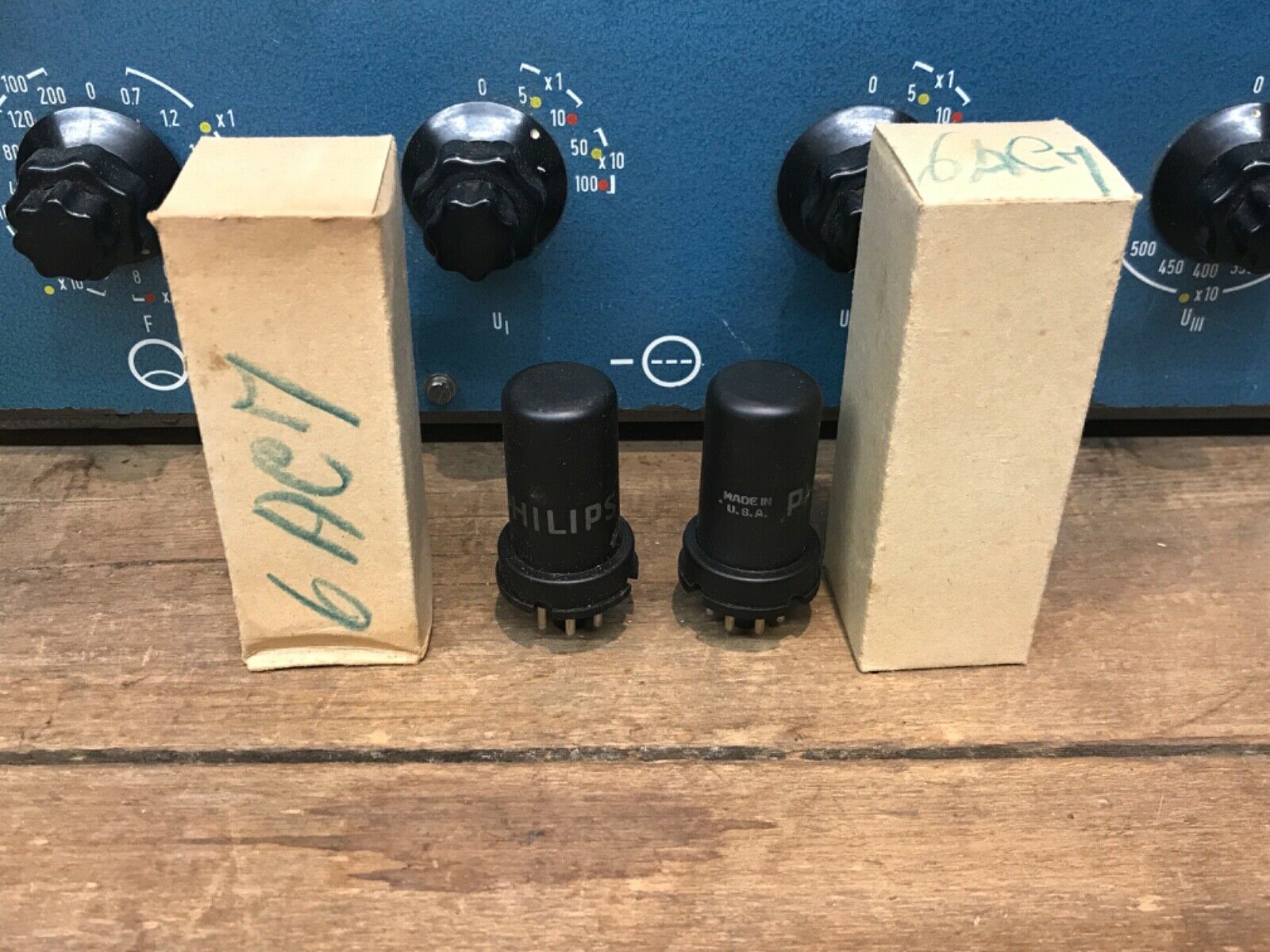 6AC7 VT112 Philips/RCA, one pair, true NOS/NIB, milspec