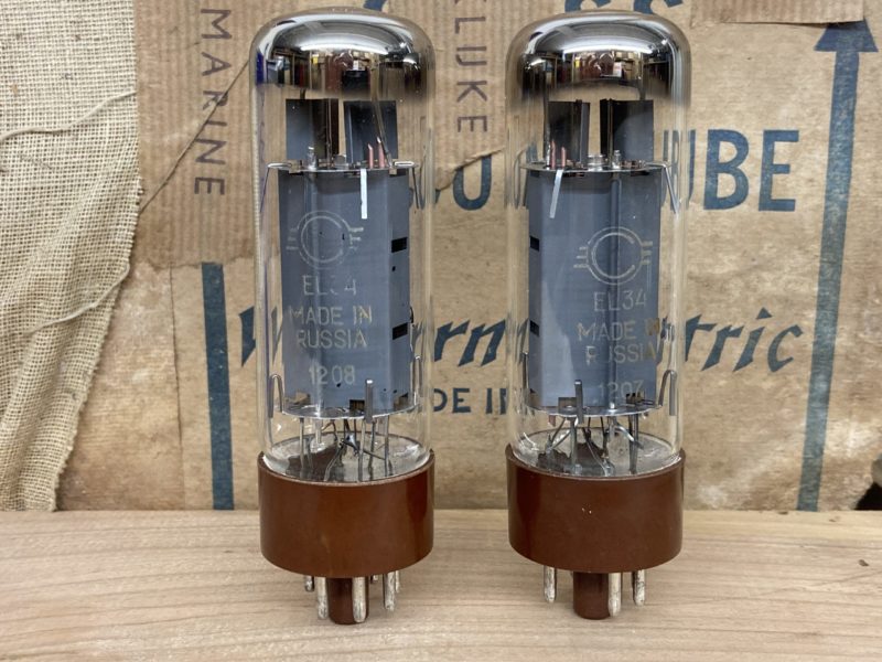 EL34 Svetlana “Wingend C”, vintage milspec production, NOS, matched pair