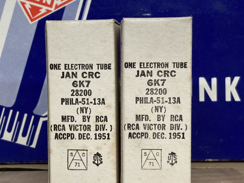 6K7 JAN CRC RCA NOS/NIB from 1951, one pair (2)