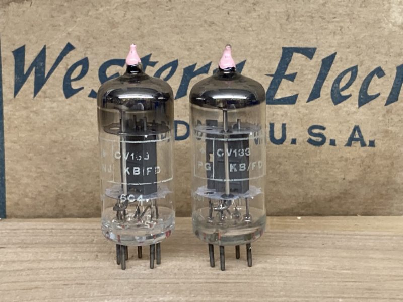 6C4/CV133/EC90 GEC/Brimar NOS, black plates, big round getter, one pair (2)