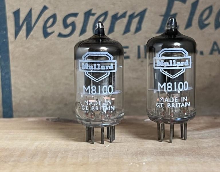 M8100 Mullard EF95 6AK5 5654 NOS, milspec, black plates, one matched pair (2)