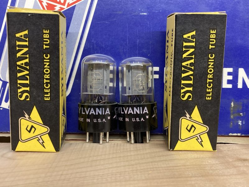 12J5GT Sylvania, bottom square getter, NOS/NIB, one pair (2)