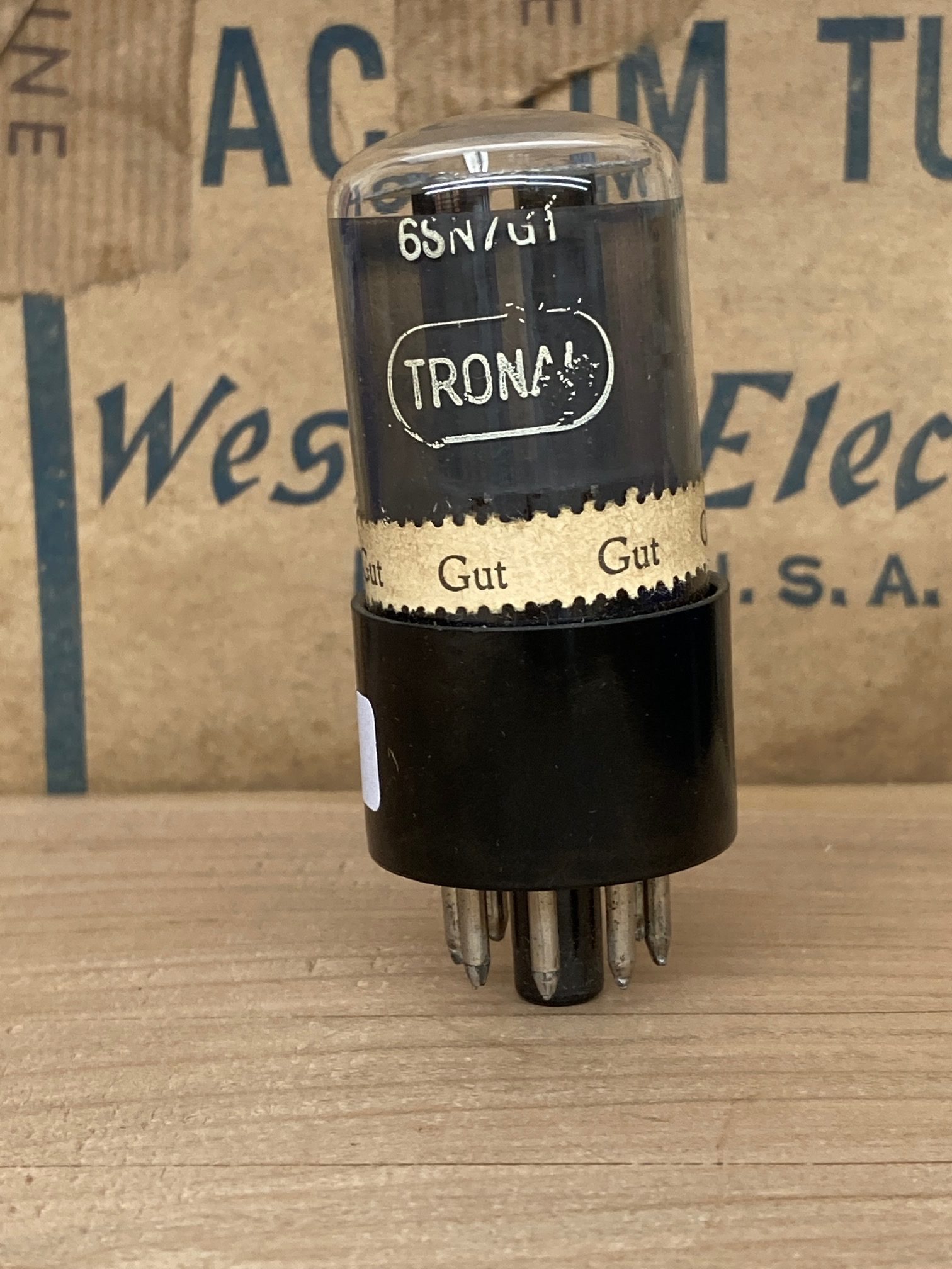6SN7GT ECC33 B65 Tronal/Philips, grey glass, fat base - Image 2