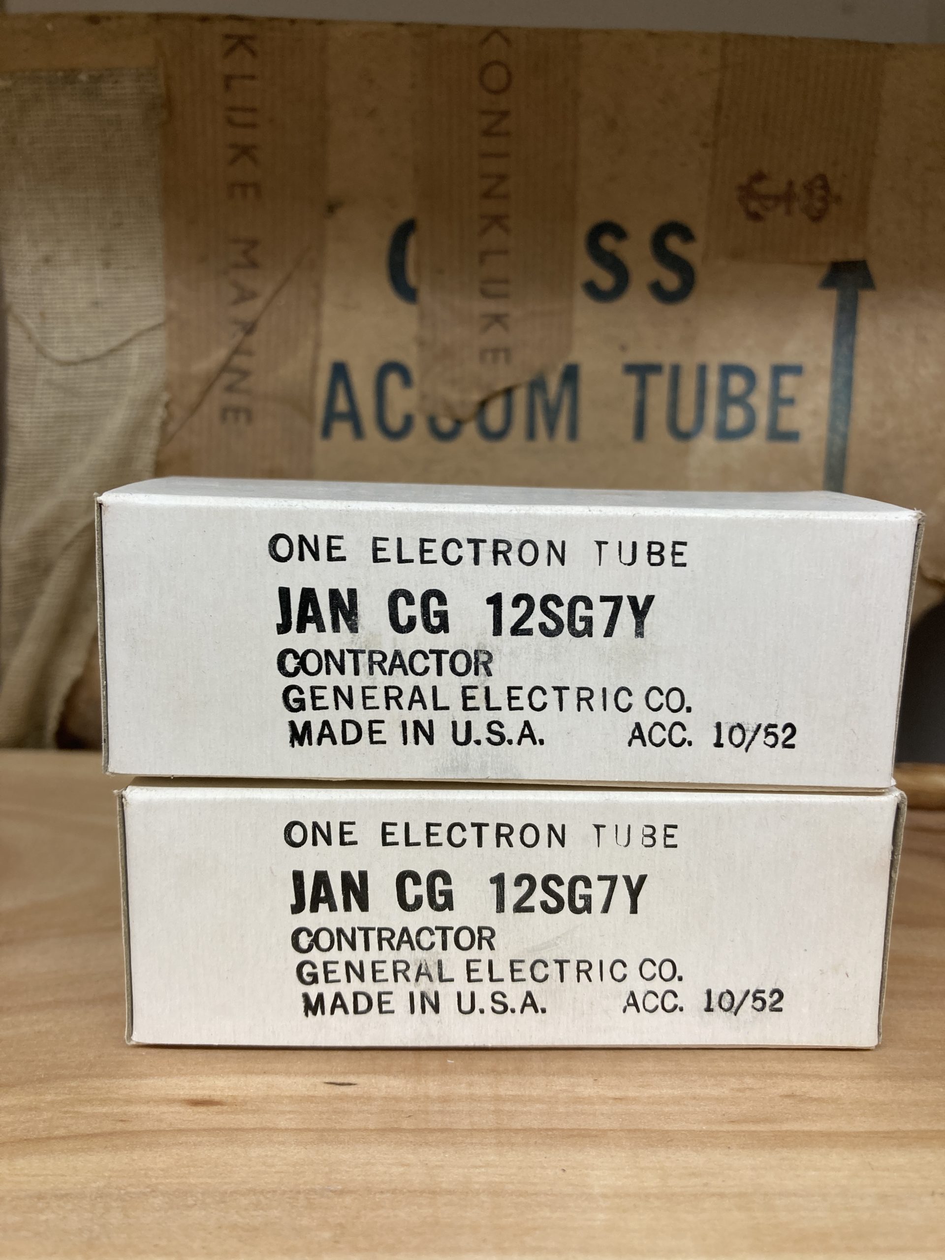 12SG7 GE one pair, true NOS/NIB, milspec, sealed boxes from 1950ies - Image 3