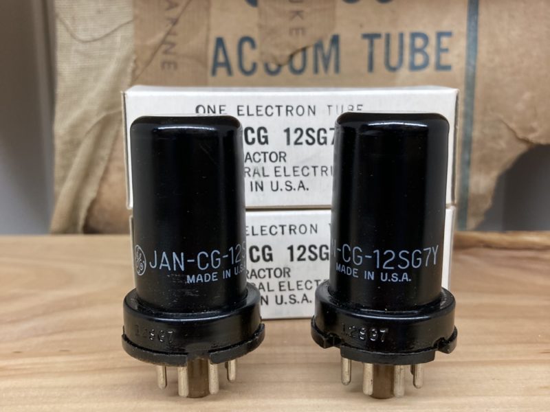 12SG7 GE one pair, true NOS/NIB, milspec, sealed boxes from 1950ies