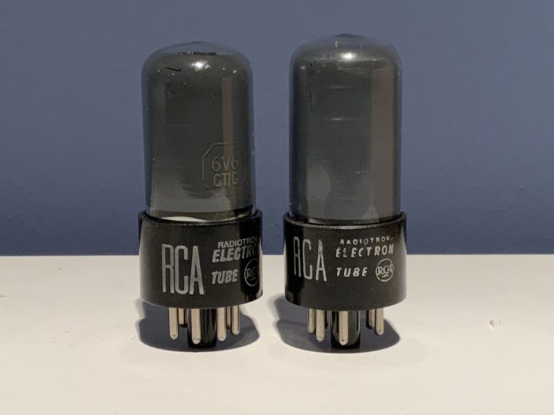 6V6GT RCA grey glass, silver print, matched pair