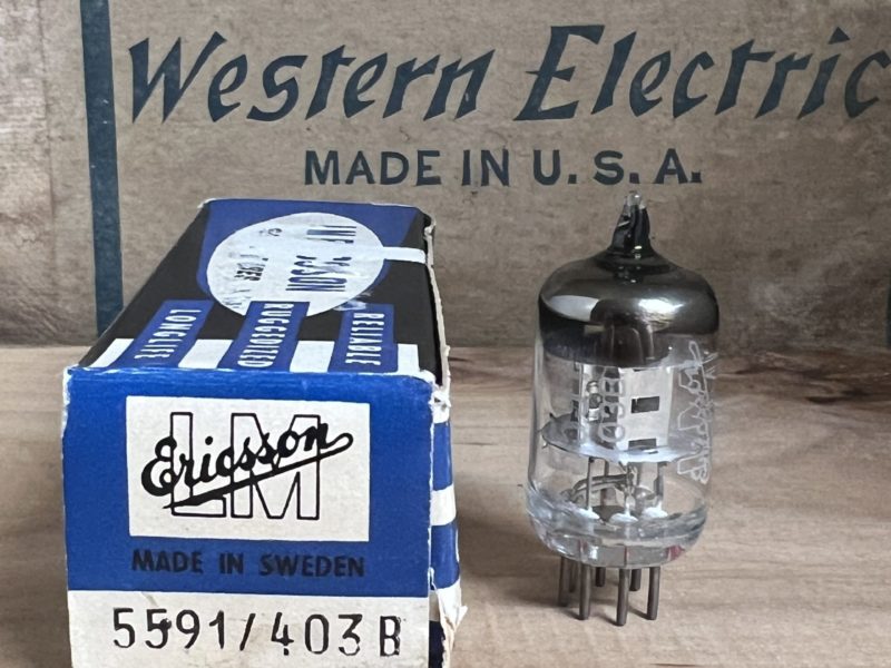403B, 5591, EF95, 6AK5 LM Ericsson, licenced WE copy with silver shield