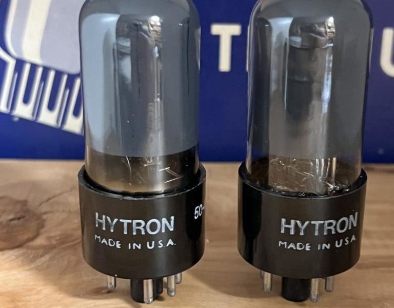 6V6GT Hytron grey glass, black base, one pair