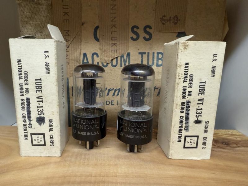 12J5GT VT135 National Union, triple mica, black plate, NOS/NIB, one pair (2)